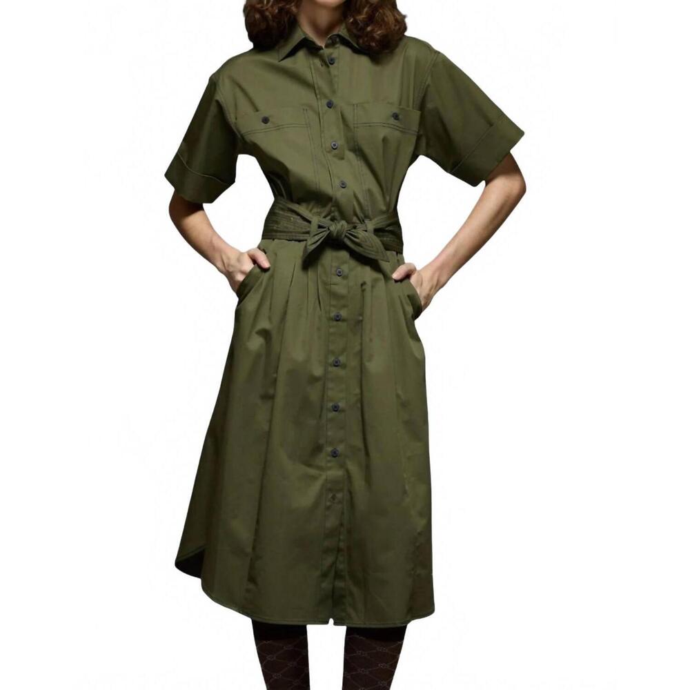 NEW LOVE BINETTI julia midi dress in moss